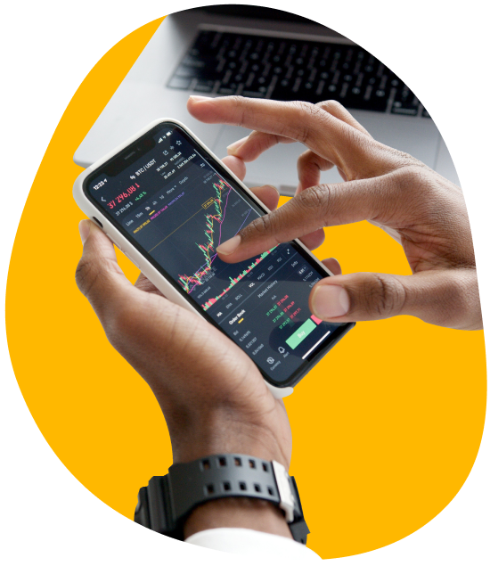 A stock app being used.