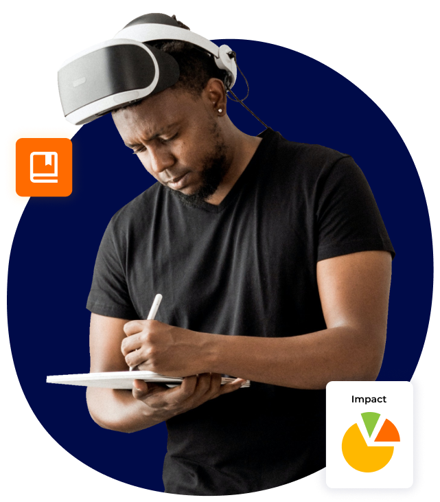 A man testing a VR headset.